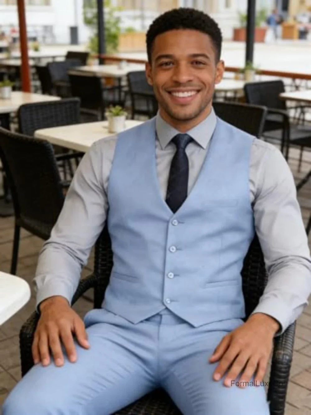Men's Slim Fit Tuxedo Vest Dress Waistcoat V-Neck Button Closure Formal Party